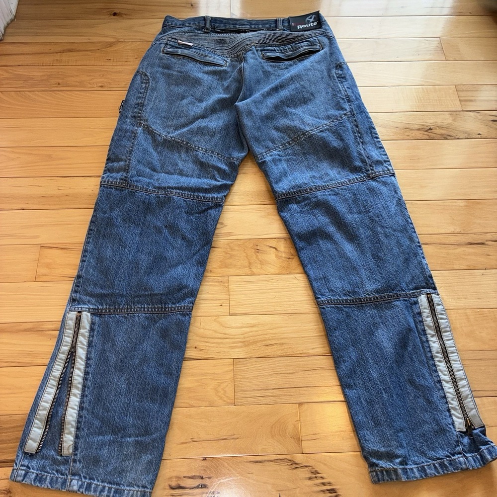 Red Route Mens Motorcycle Jeans Blue 34x32 Made With Kevlar Riding Denim Pockets - Picture 11 of 12